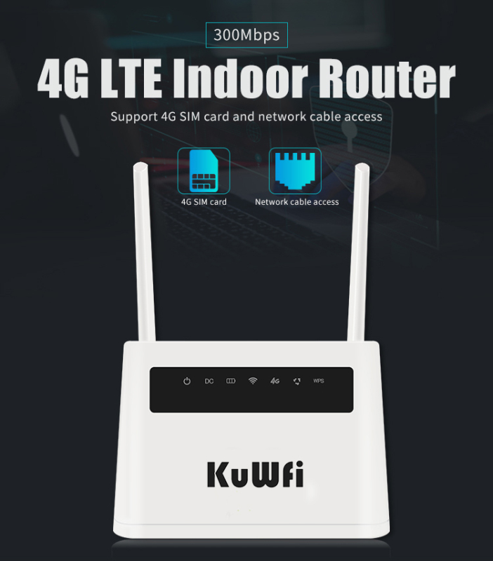 KuWFi firmware 4G Wifi Router 5000mAh 4G LTE Mobile Wifi Hotspot Unlocked Global FDD/TDD LTE Sim Card Router 4 Lan Port Up to 32users