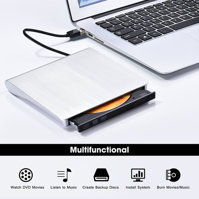 KuWFi firmware  External USB 3.0 Drive CD-RW DVD-ROM DVD-RW Burner Player USB Portable CD Reader for Windows7/8/10 PC Laptop