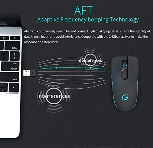 Mouse Wireless Dual Mode 2 in 1 Silent Rechargeable Mouse and 2.4G 2400DPI Ergonomic Portable Optical Mice for PC Laptop (Gray)
