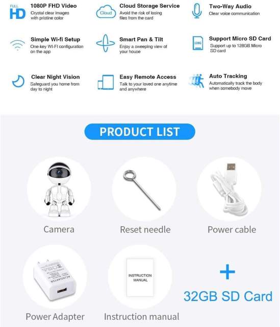 KuWFi WiFi IP Camera Baby Monitor 1080p Automatic Surveillance Camera for Home Security Robot Wireless IP Camera Home Security Pet Monitor Motion Two-