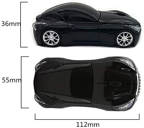 Wireless Mouse Cool Sport Car Shape 2.4GHz Optical Cordless Mice with USB Receiver for PC Laptop Computer 1600DPI 3 Buttons (White)