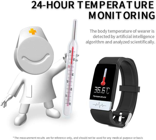 KuWFi Activity Trackers, Fitness Tracker with Heart Rate Monitor and Measuring Body Temperature Fitness Watch ECG Music Control Sport Smartwatch