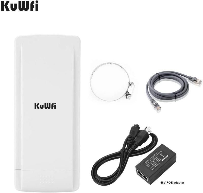 KuWFi Outdoor 4G LTE Router with 48V POE Adapter Outdoor Waterproof 4G LTE CPE Router with Sim Card Slot Bridge/Wireless ISP Mode Support B2/B4/B5/B12