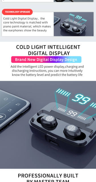 Kuwfi Original M11-9 Wireless Headphones TWS earphone HiFi IPX7 Waterproof earbuds Touch Control Headset for sports