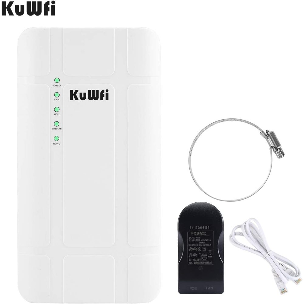 4G LTE Outdoor Waterproof WiFi Router 300M 2.4G Wireless CPE CAT4 Unlocked SIM Slot Hotspot for IP Camera with 24V PoE Adapter