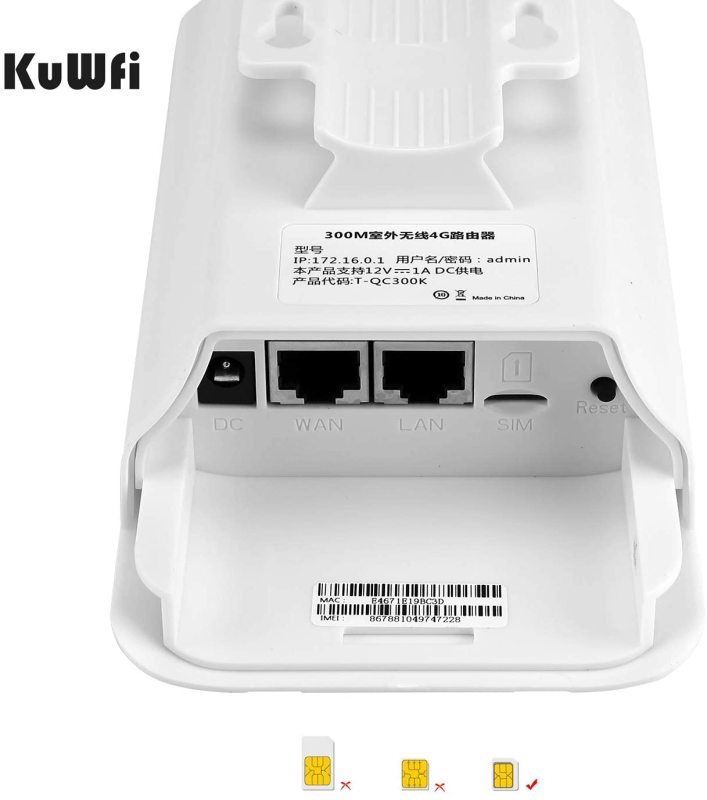 4G LTE Outdoor Waterproof WiFi Router 300M 2.4G Wireless CPE CAT4 Unlocked SIM Slot Hotspot for IP Camera with 24V PoE Adapter