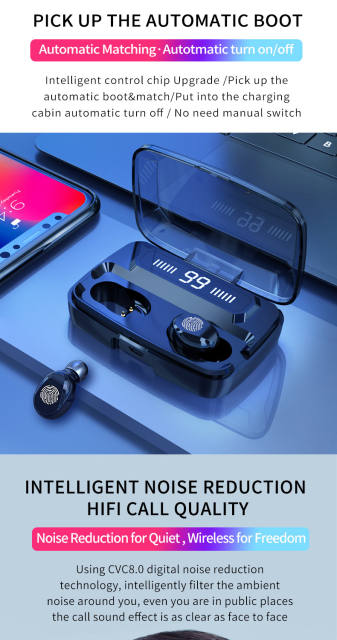 Kuwfi Original M11-9 Wireless Headphones TWS earphone HiFi IPX7 Waterproof earbuds Touch Control Headset for sports