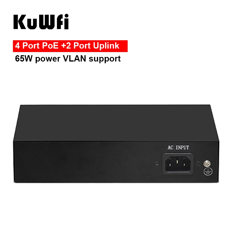 KuWFi 6Port POE Switch Support 802.3af/at IP Cameras and Wireless AP 10/100Mbps Standard Network Switch Extend 250m