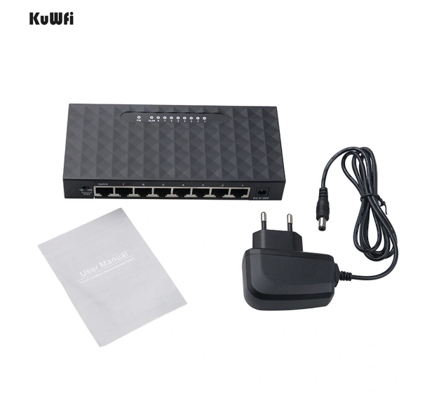 KuWFi 8Port Gigabit Switch Ethernet Smart Switcher High Performance1000Mbps Ethernet Network Switch RJ45 Hub Internet Splitter