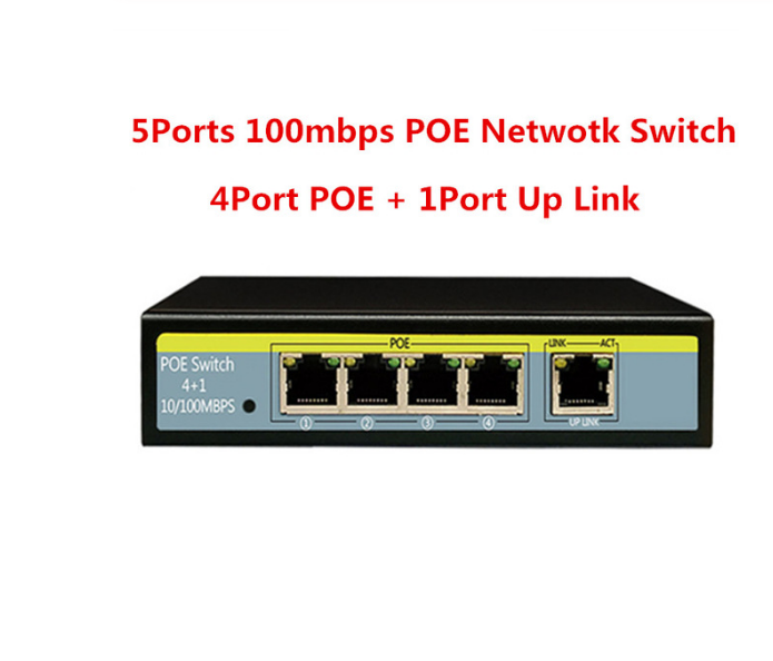 New 48V POE Switch RJ45 Hub 100Mbps 5 Ports Ethernet Switch Fast Media Converter LAN Splitters With 4 POE Ports 50-200m Distance