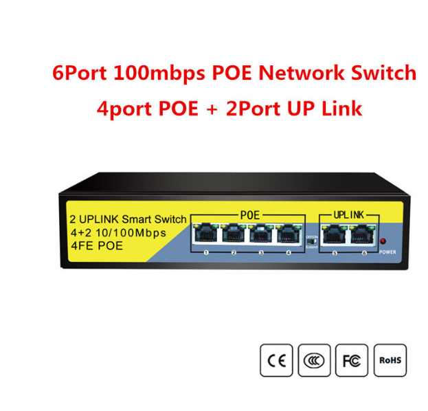 New 48V POE Switch RJ45 Hub 100Mbps 5 Ports Ethernet Switch Fast Media Converter LAN Splitters With 4 POE Ports 50-200m Distance