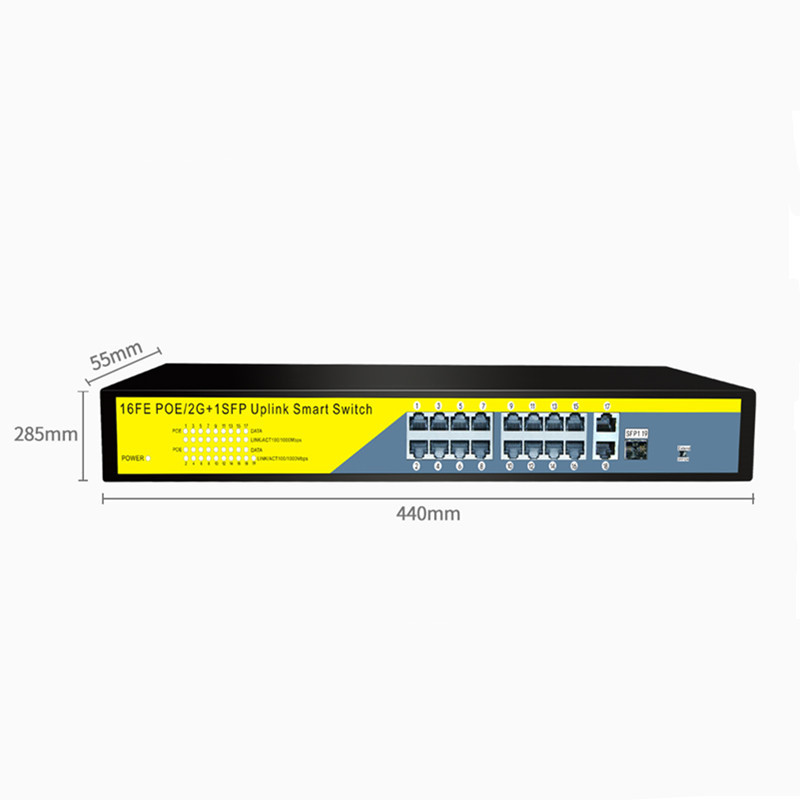 16Port POE Network Switch Gigabit 48V POE Switch RJ45 Hub LAN Splitters 10/100/1000Mbps Switcher ,Plug and Play ,Easy Setup