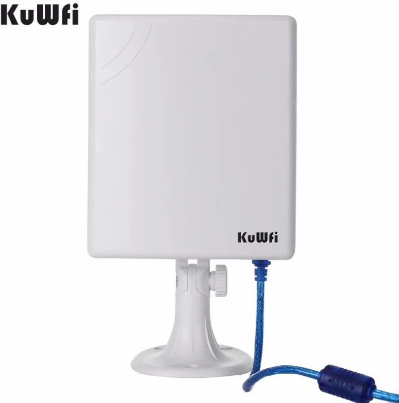 KuWFi Long Range Outdoor WiFi Netwok Adapter, High Gain 14dBi Antenna 5M Cable Wireless USB Adapter Stable Signal  Outdoor