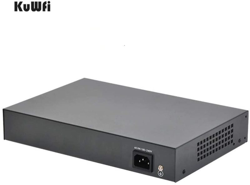 KuWFi Gigabit Ethernet Network Switch 1 Port Uplink 1 SFP Metal Smart Desktop Network Power Over Ethernet Injector for IP Camera and Access Points -48