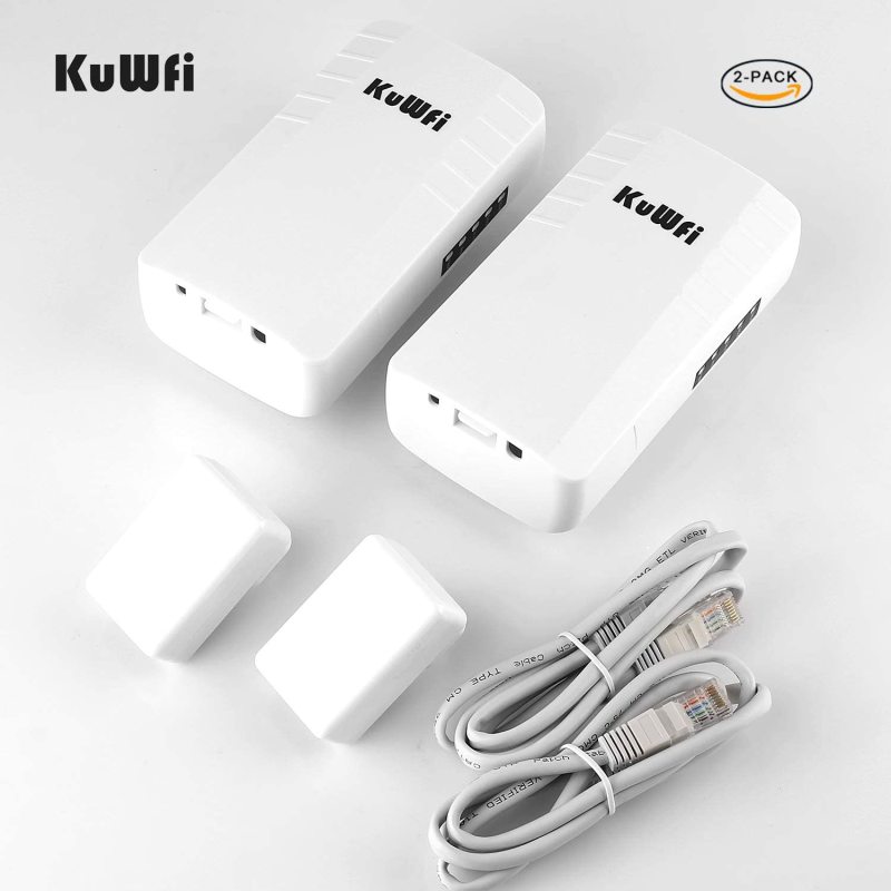 KuWFi Point to Point Wireless WiFi Bridge Outdoor CPE Kit 2.4G 300Mbps Waterproof Long Range WiFi Extender with Ethernet Port