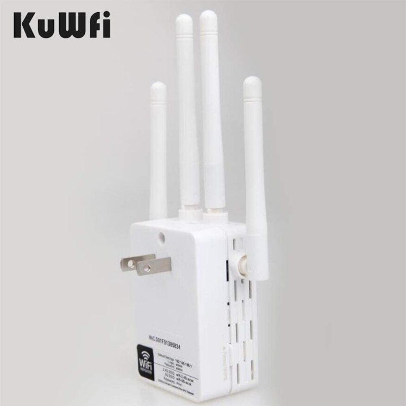 KuWFi WiFi Range Extender 1200Mbps Repeater with Ethernet Ports 2.4 &amp; 5GHz Dual Band Signal Booster for The House