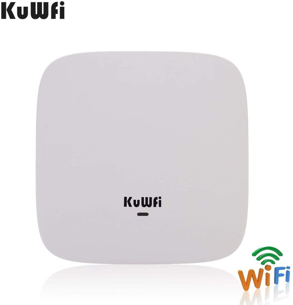 KuWFi wirelss router Ceiling Mount Wireless Access Point, Dual Band Wireless Wi-Fi AP Router with 48V POE Long Range Wall Mount Ceiling Router Supply