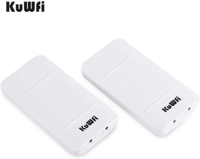 KuWFi 2-Pack Long Range WiFi Extender Outdoor Wireless Bridge 2.4GHz 300Mbps Pre-configured Nano Station Indoor & Outdoor Point to Point Wireless Brid