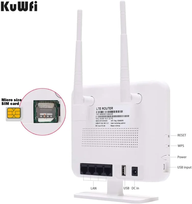 KuWFi LTE Router Unlocked 300Mbps 4G WIFI Router&Wireless Modem AP Usim Router Outdoor Hotspot Mobile Network 5Dbi Antenna