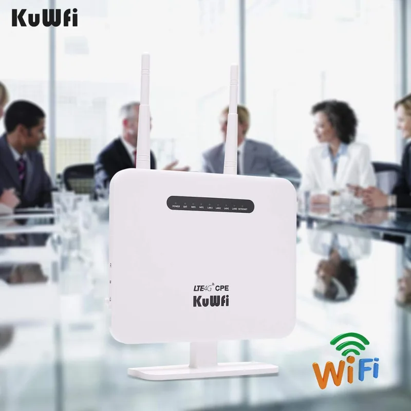 KuWFi LTE Router Unlocked 300Mbps 4G WIFI Router&Wireless Modem AP Usim Router Outdoor Hotspot Mobile Network 5Dbi Antenna