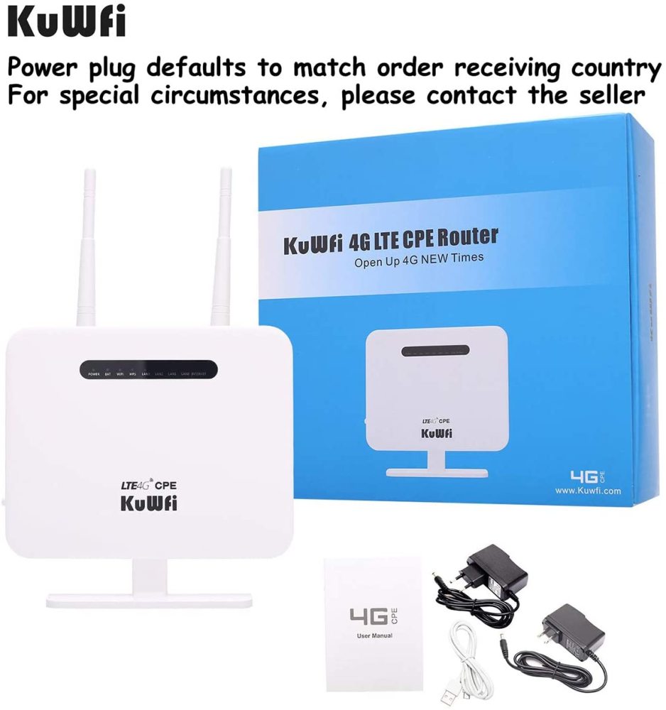 KuWFi LTE Router Unlocked 300Mbps 4G WIFI Router&Wireless Modem AP Usim Router Outdoor Hotspot Mobile Network 5Dbi Antenna