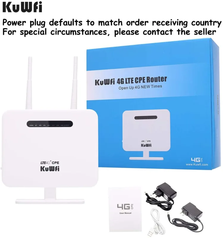 KuWFi LTE Router Unlocked 300Mbps 4G WIFI Router&Wireless Modem AP Usim Router Outdoor Hotspot Mobile Network 5Dbi Antenna