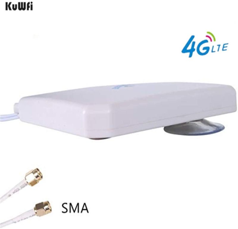 KuWFi 4G LTE Antenna 35dBi SMA Connector Long Range Network with SMA Male C for 4G Modem/Router/Hotspot with Suction Cup