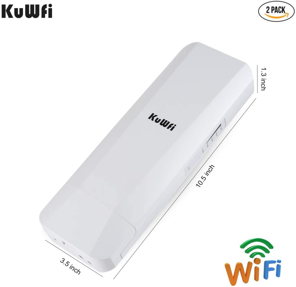 Gigabit Wireless Bridge, KuWFi 900Mbps 5.8G Outdoor WiFi Bridge Point to Point 5KM Transmitter with14dBi High Gain Antenna and Gigabit RJ45 Port IP65 