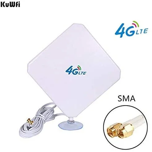 KuWFi 4G LTE Antenna 35dBi SMA Connector Long Range Network with SMA Male C for 4G Modem/Router/Hotspot with Suction Cup