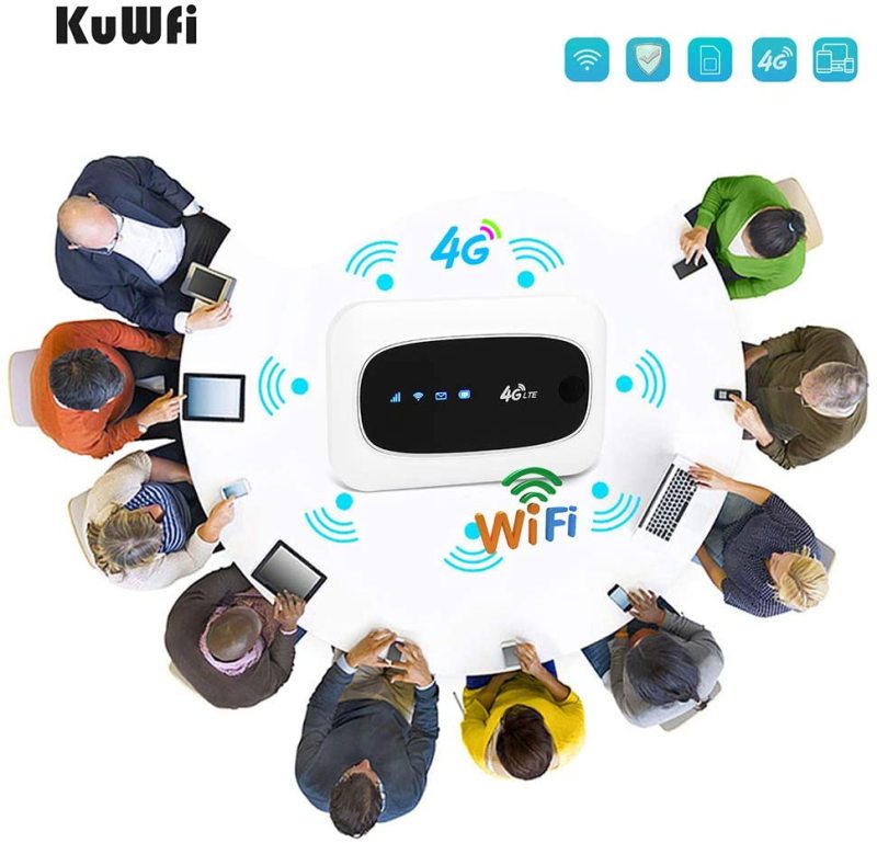 KuWFi Unlocked 4G LTE Mobile Wi-Fi Router, wireless router  travel touter Mini Mobile Hotspot Portable 150Mbps 4G WiFi Router with SIM Micro SD Card S