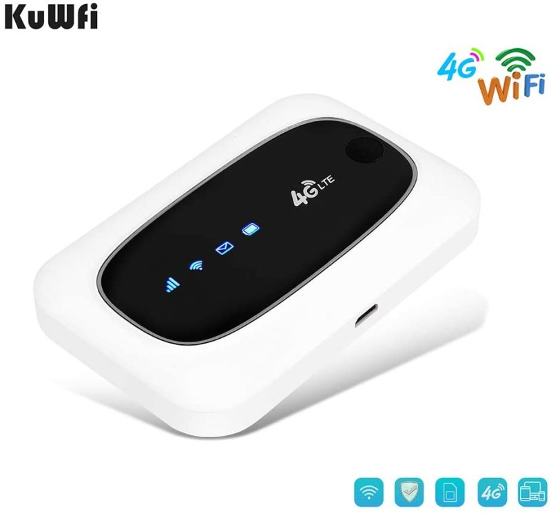 KuWFi Unlocked 4G LTE Mobile Wi-Fi Router, wireless router  travel touter Mini Mobile Hotspot Portable 150Mbps 4G WiFi Router with SIM Micro SD Card S