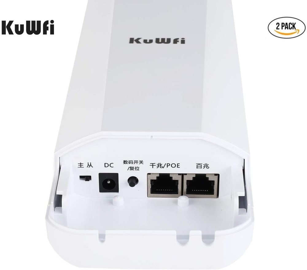 Gigabit Wireless Bridge, KuWFi 900Mbps 5.8G Outdoor WiFi Bridge Point to Point 5KM Transmitter with14dBi High Gain Antenna and Gigabit RJ45 Port IP65 