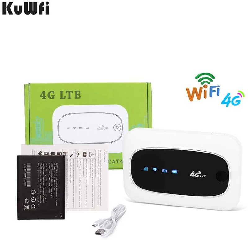 KuWFi Unlocked 4G LTE Mobile Wi-Fi Router, wireless router  travel touter Mini Mobile Hotspot Portable 150Mbps 4G WiFi Router with SIM Micro SD Card S