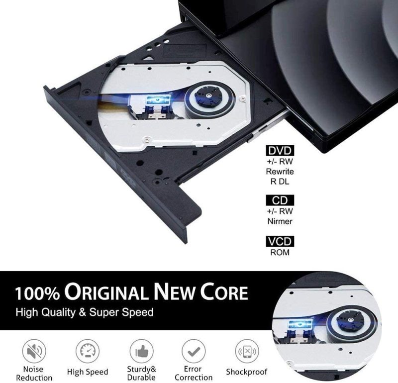 Roll over image to zoom in USB3.0 External DVD CD Drive Burner Player, High Speed Data Transfer Portable DVD Reader Touch Control External Optical