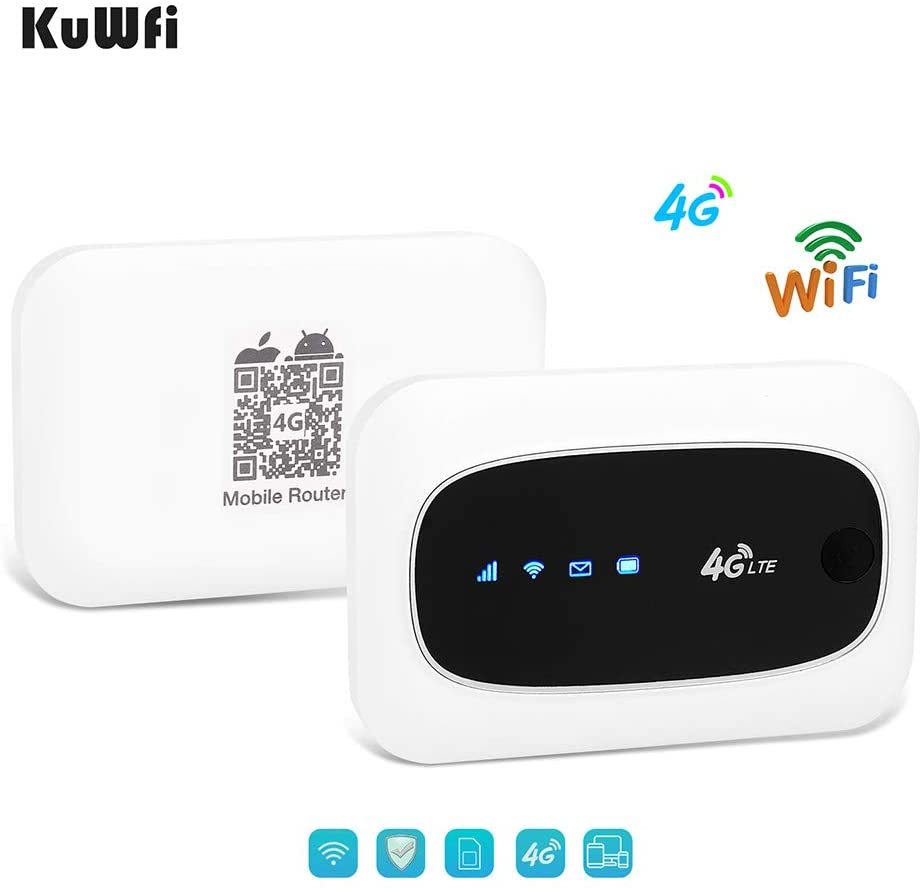KuWFi Unlocked 4G LTE Mobile Wi-Fi Router, wireless router  travel touter Mini Mobile Hotspot Portable 150Mbps 4G WiFi Router with SIM Micro SD Card S