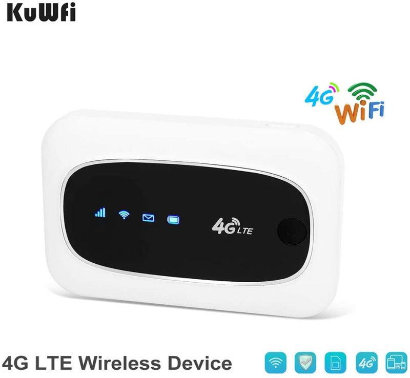 KuWFi Unlocked 4G LTE Mobile Wi-Fi Router, wireless router  travel touter Mini Mobile Hotspot Portable 150Mbps 4G WiFi Router with SIM Micro SD Card S