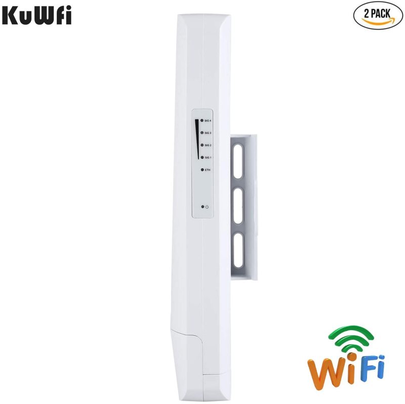 Gigabit Wireless Bridge, KuWFi 900Mbps 5.8G Outdoor WiFi Bridge Point to Point 5KM Transmitter with14dBi High Gain Antenna and Gigabit RJ45 Port IP65 