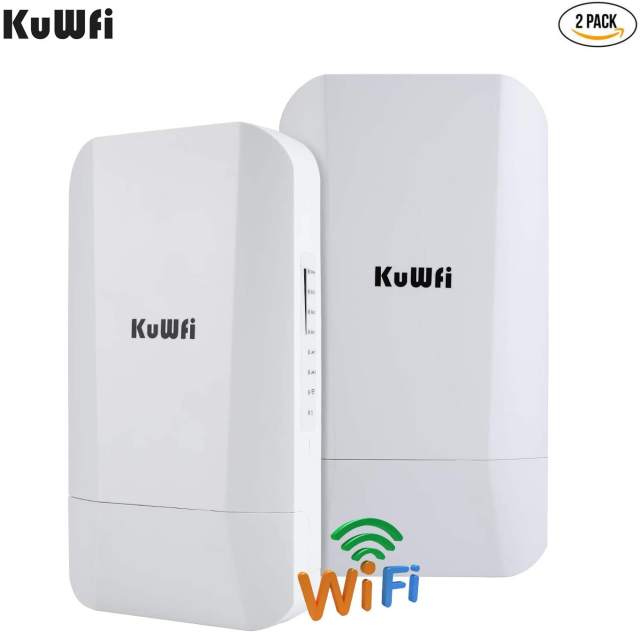 KuWFi 300Mbps outdoor wireless bridge long-distance point-to-point WiFi extender, WiFi transmitter 14DBi high gain access point, Wi-Fi bridge, easy se