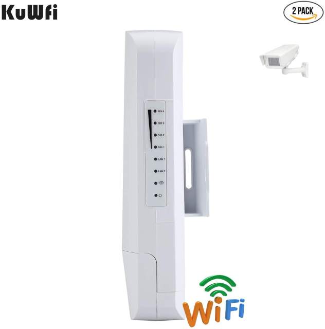 KuWFi 300Mbps outdoor wireless bridge long-distance point-to-point WiFi extender, WiFi transmitter 14DBi high gain access point, Wi-Fi bridge, easy se
