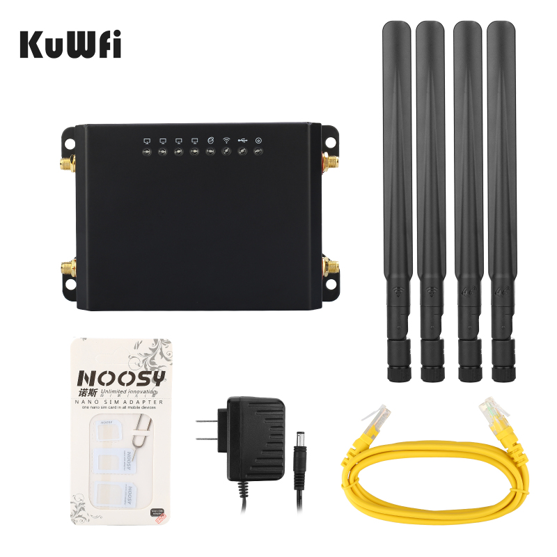 (EU  version)KuWFi 300Mbps 3G 4G LTE Car WiFi Wireless Router Extender Strong Signal Car WiFi Routers with USB Port SIM Card Slot with External Antenn