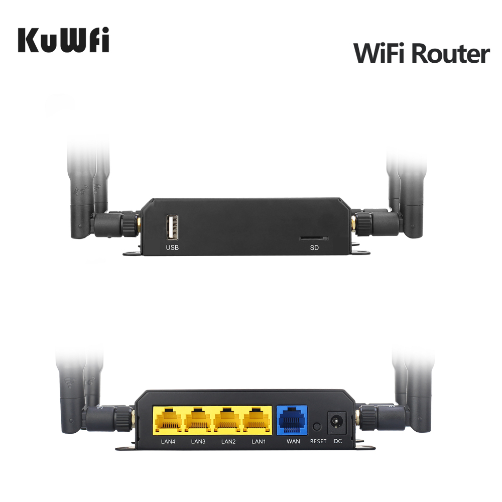 (EU  version)KuWFi 300Mbps 3G 4G LTE Car WiFi Wireless Router Extender Strong Signal Car WiFi Routers with USB Port SIM Card Slot with External Antenn