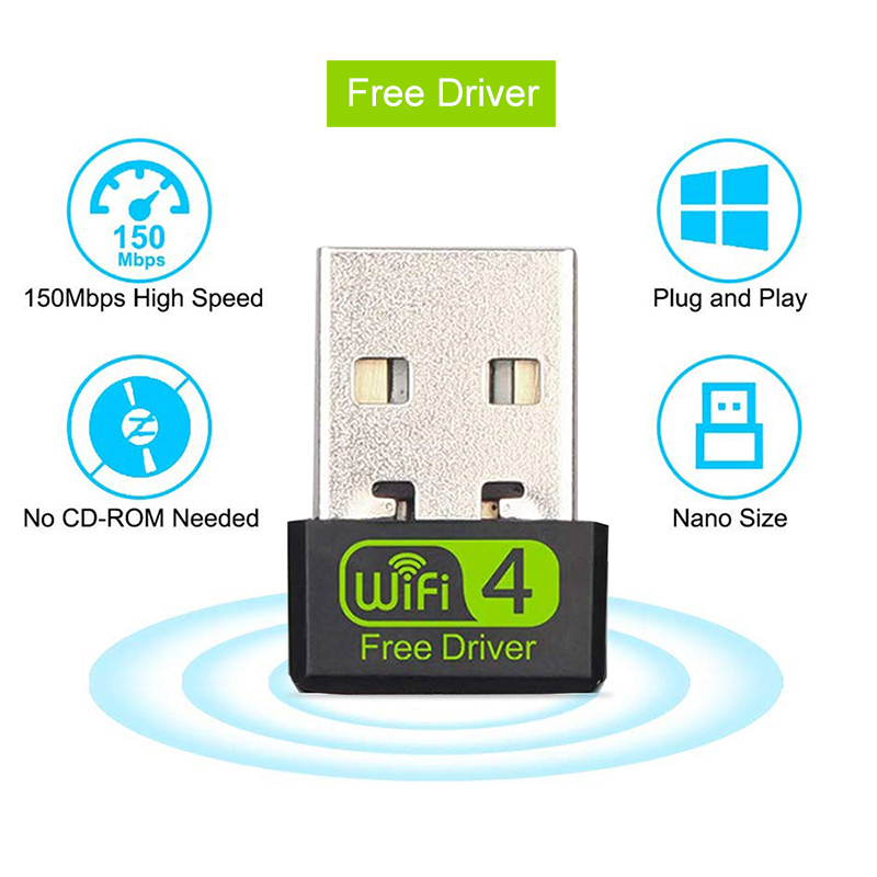 150Mbps Mini WiFi Adapter USB Adapter Free Driver Wi Fi Dongle Network Card Ethernet Wireless Wi-Fi Receiver for PC