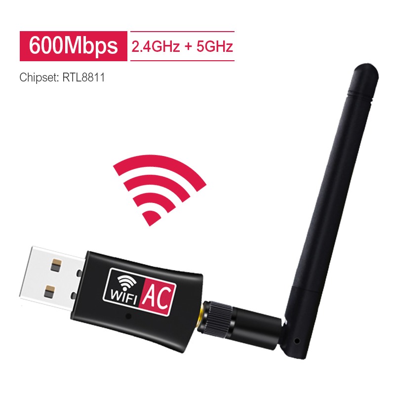 600Mbps USB wireless wifi Adapter 2.4GHz 5GHz WiFi with Antenna Dual Band PC Mini Computer Network Card Receiver 802.11b/n/g/ac