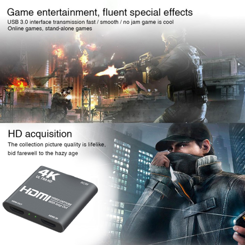4K HDMI Game Capture Card HDMI to USB3.0 Video Audio Capture Full HD1080p Record for Streaming Teaching Conference Live Broadcas