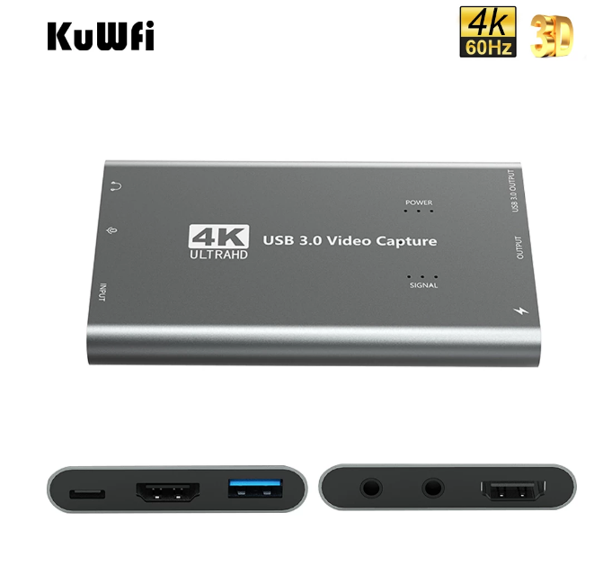 KuWFi Capture Card 1080p 60fps For Live Streaming HDMI to USB 3.0 4K Capture Card For Xbox One, PS4, Wii