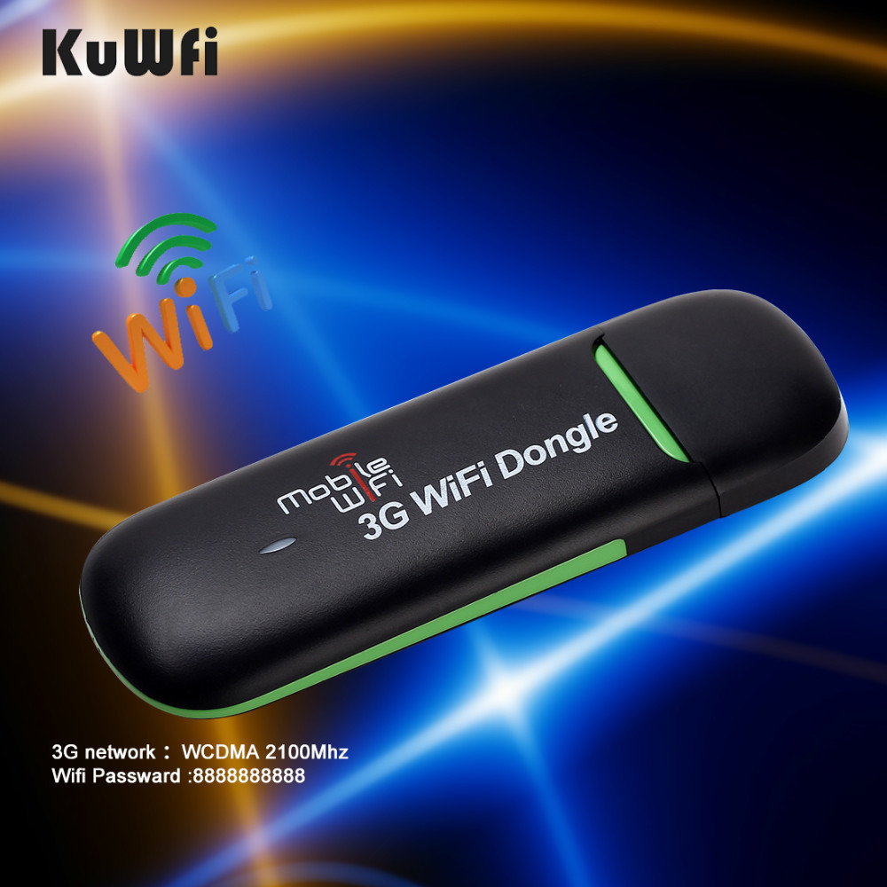 KuWFi 3G WiFi Modem Portable USB Wi-fi Mobile Modem 3G Wireless WiFi Router Support 3G 2100mhz 7.2Mbps Car Hotspot Dongle