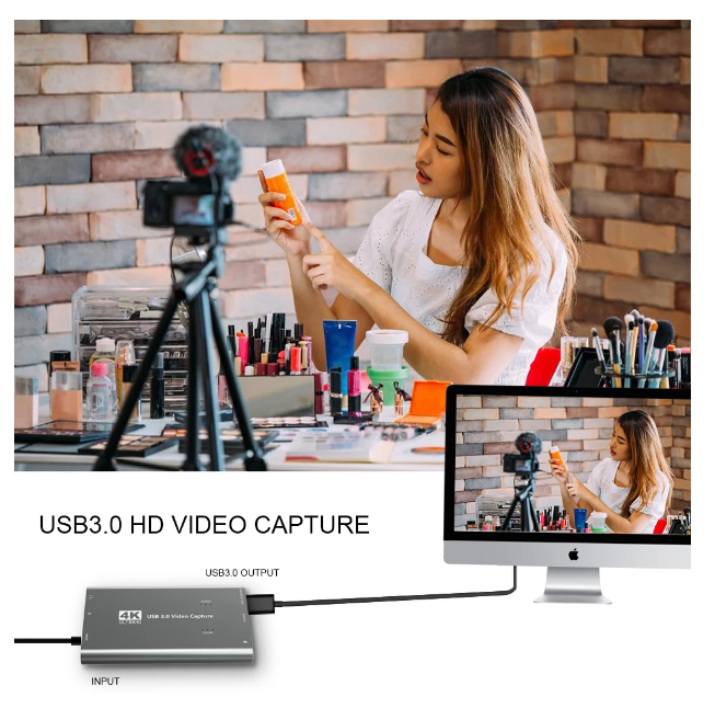 KuWFi Capture Card 1080p 60fps For Live Streaming HDMI to USB 3.0 4K Capture Card For Xbox One, PS4, Wii