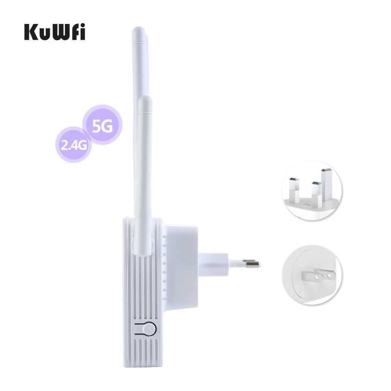 KuWFi 1200Mbps Wifi Repeater Dual Band AP Router Repeater Long Wifi Range  Extender 4 Antenna Wifi
