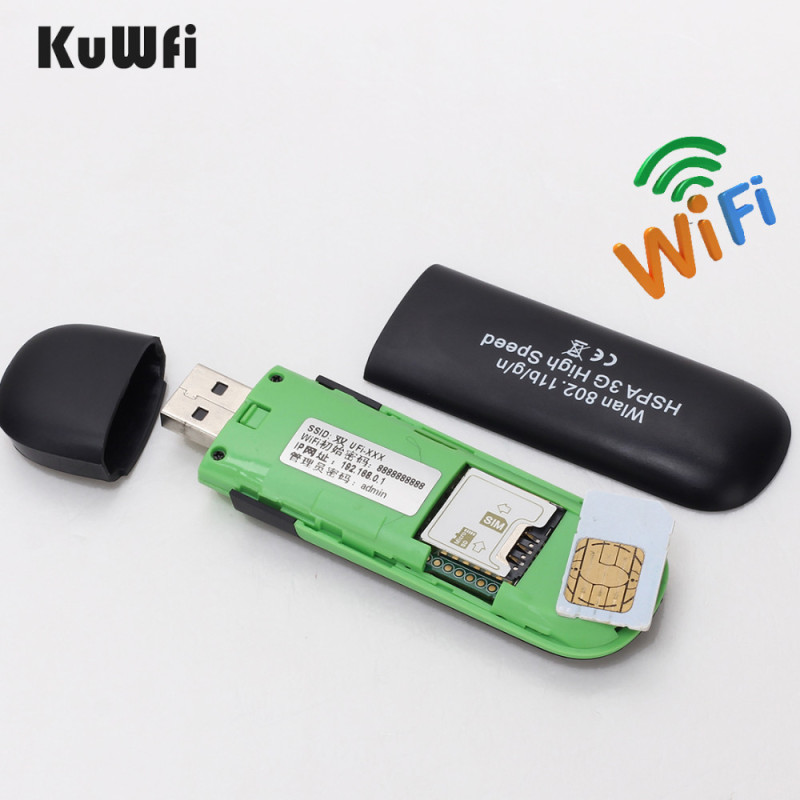 KuWFi 3G WiFi Modem Portable USB Wi-fi Mobile Modem 3G Wireless WiFi Router Support 3G 2100mhz 7.2Mbps Car Hotspot Dongle