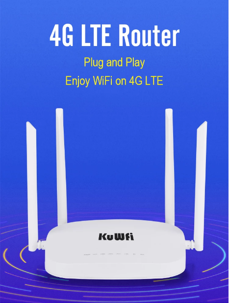 KuWfi 4G CPE Router 3G/4G LTE Wifi Router 300Mbps Wireless CPE Router With 4pcs External Antennas Support 4G to LAN Device